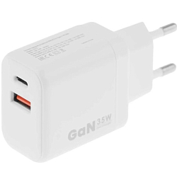 Сетевое ЗУ 1USB/1Type-C 3A BORASCO 52387, белое, Type-C-Type-C, 35W