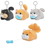 Мягкая игрушка-брелок "Котик с рыбкой" с кольцом 9см (10702070/280125/5039900, Китай )