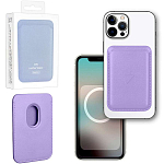 Кошелек для карт Leather Wallet Elegant Purple iPhone 12-15 Pro Max (Анимация NFC Clear) с лого