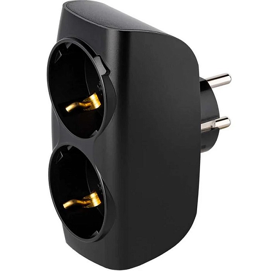 Тройник 2 гн. SMARTBUY SBE-16-A04b-2z, черный, 16А