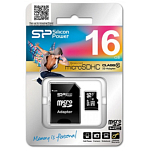Micro SD 16Gb Silicon Power Class 10 с адаптером SD
