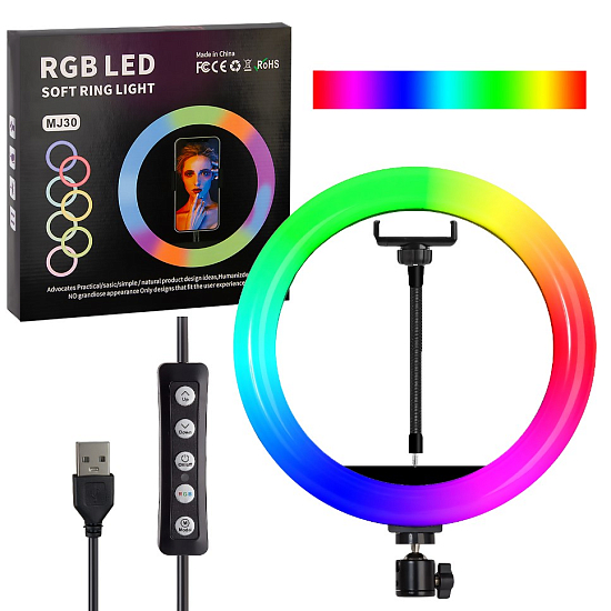 Светодиодное кольцо-подсветка 30см 12" MJ33 RGB (без штатива)