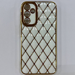 Задняя накладка NONAME для Samsung Galaxy A35 с золотистой окантовкой белый-золотой