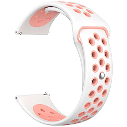 Универсальный силиконовый ремешок LYAMBDA Alioth 22 мм для Samsung, Huawei, Xiaomi, Honor, белый/розовый