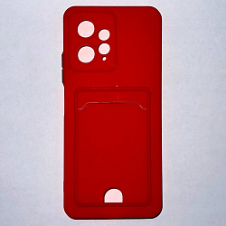 Силиконовый чехол BUTTON для Xiaomi Redmi NOTE 12 _4G (2023) красный , с карманом для пластик карт