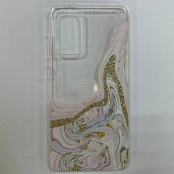 Задняя накладка GRESSO для Samsung Galaxy А72. Коллекция Агат прозрачный-розовый прозрачный