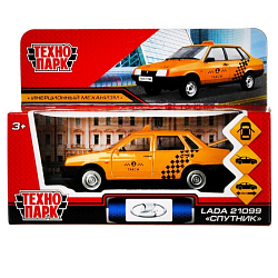 Машина металлическая ВАЗ-21099 «Спутник такси», 12 см, открываются двери и багажник, цвет жёлтый