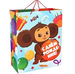 Пакет подарочный, «С днём Рождения!», 49х40х19 см, упаковка, Чебурашка 9877715