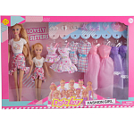 Набор с куклами DEFA Lucy "Гардероб сестрёнок" (2 шт., 8 платьев, аксесс.)