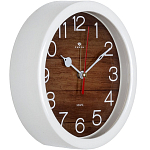 Будильник РУБИН "Дерево" кварц d=15см, корпус белый (В4-039)