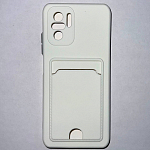 Силиконовый чехол BUTTON для Xiaomi Redmi NOTE 10 (4G) 2021/POCO M5S (2022) белый , с карманом для пластик карт