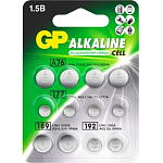 Набор элементов питания GP A76, 177, 189, 192/LR64, LR626, LR54, LR141 (ACM02F-2CR12) 12шт