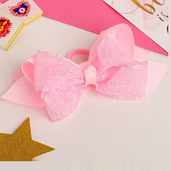 Резинка для волос бант "Маруся" кружева, 10 см, розовый 4729562