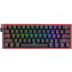 Клавиатура REDRAGON Fizz RU, RGB, красные свитчи, черный (72594)