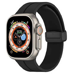 Силиконовый ремешок ApW29 для Apple Watch 42/44/45/49 mm на магните (black)