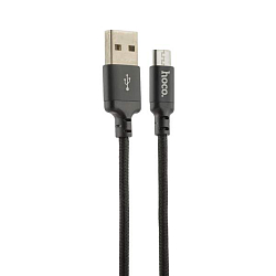 Кабель USB <--> microUSB  2.0м HOCO X14 в переплёте,  чёрный