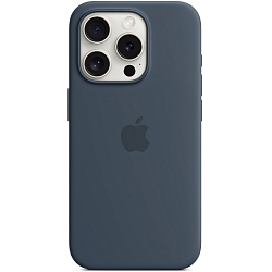 Силиконовый чехол SILICONE CASE MagSafe для iPhone 15 Pro №02 Storm Blue (АНИМАЦИЯ в цвет чехла)