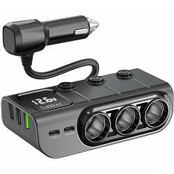 Разветвитель прикуривателя EARLDOM ES-CS4 120W (3выхода+2Type-C+2USB) черный