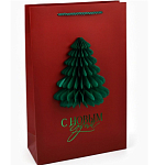 Пакет «Новый год» с бумажной объёмной ёлкой, 25.5×30×9 см 10878733