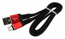 Кабель USB <--> microUSB  1.0м WALKER C750 плоский, красный