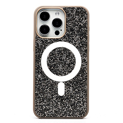 Задняя накладка SM029 POSH SHINE SafeMag для iPhone 15 Pro Max россыпь кристаллов (gray titanium)