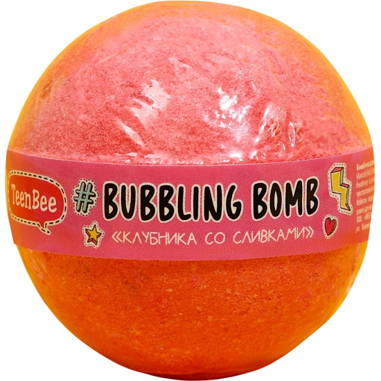 Бомбочка для ванны TeenBee аромат клубники со сливками 120 г