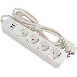 Сетевой удлинитель  2.0м EKF "Эксперт" 4 гнезда, 2USB, ВС 3х1 16А