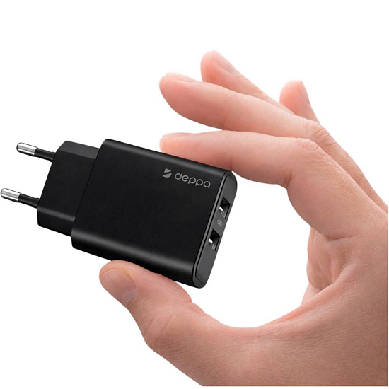 Сетевое ЗУ 2USB2.4A DEPPA, черный (11486)
