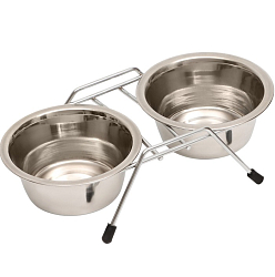 Набор из 2 цветных мисок на подставке, 2×225 мл