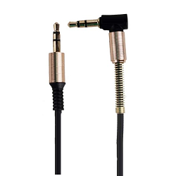 Кабель Jack 3.5 <--> Jack 3.5  1.0м ENERGY боковой, в переплёте, черный, в блистере