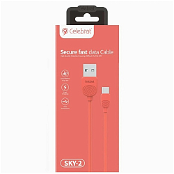 Кабель USB <--> Type-C  1.0м CELEBRAT SKY-2T, красный