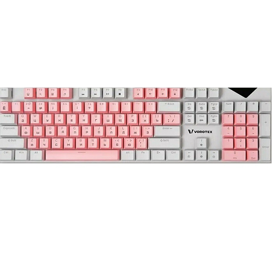Клавиатура VOROTEX K104S Blue Switch, Розовый,белый