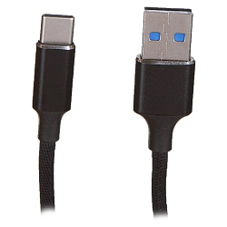 Кабель USB <--> Type-C  1.2м MAVERICK Textile & Metall, C1, черный