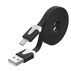 Кабель USB <--> microUSB  3.0м BLAST BMC-130 плоский черный