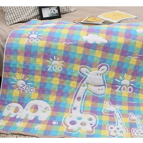 Плед детский 110*110 хлопковый двухсторонний, синий