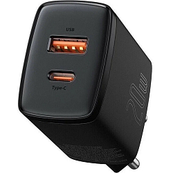 Сетевое ЗУ 1USB/1Type-C BASEUS 20W Compact Quick Charger (CCXJ-B01) черный