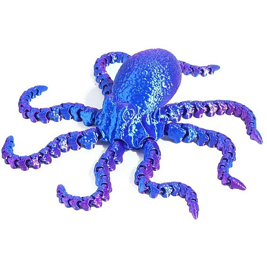 Антистресс 3D Осьминог подвижный (32см) сине-фиолетовый УЦЕНКА