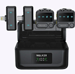 Микрофон БП WALKER WRM-70, петличный, в кейсе, Type-C/Lightning, черный