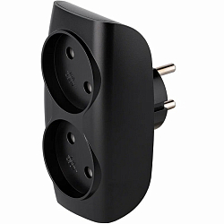 Тройник 2 гн. SMARTBUY SBE-10-A04b-2, черный, 10А