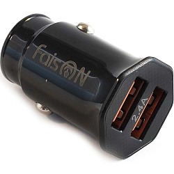 Авто ЗУ 2USB 2.4A FAISON A-20, EDGE, Type-C, чёрный