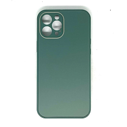 Задняя накладка AKSS для iPhone 12 Pro Max (6.7), оливково зеленый, "бархатное стекло"