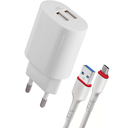 Сетевое ЗУ 2USB 2.1A DEFENDER UPC-24 2xUSB, Type-C, белый