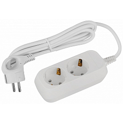 Сетевой удлинитель  1.5м ЭРА Greenline UDL-16-215-E, белый, 2 розетки, с/з ПВС 3x1мм2