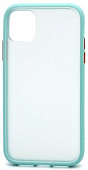 Задняя накладка FASHION CASE для iPhone 11 Pro, матовая прозрачная, бирюзовая по краям, оранжевые кнопки