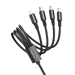Кабель USB <--> 2*Lightning/Type-C/microUSB  1.0м BOROFONE BX72, черный