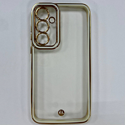 Задняя накладка NONAME для Samsung Galaxy A35 с окантовкой белый,золотой,прозрачный