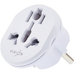 Переходник VIXION AD72 UK/US/CN to EU белый, с заземлением, 16A