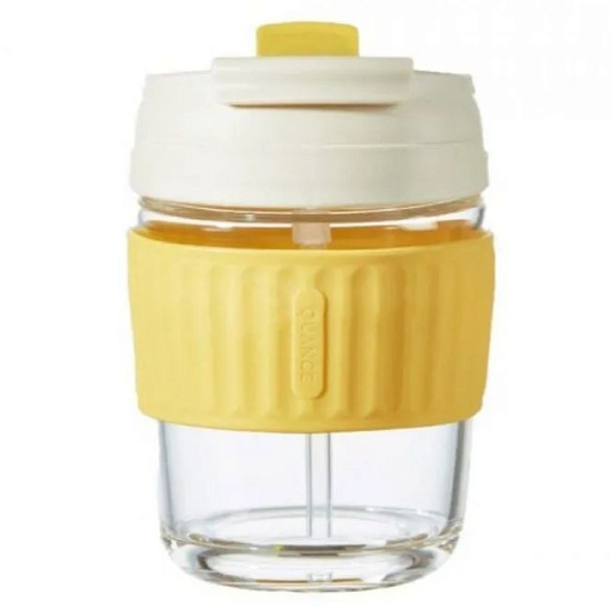 Стеклянная кофейная чашка Quange KF200 Yellow, 380ml
