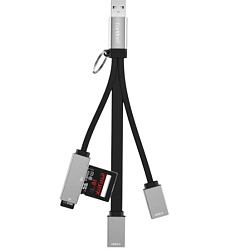 USB-концентратор Earldom ET-HUB16A, 4 гнезда, USB, USB 3.0, USB 2.0, TF/SD карта, цвет: чёрный