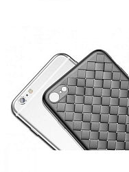 Силиконовый чехол BASEUS для iPhone 6/6S Plus (5.5) матовый, черный, плетёнка